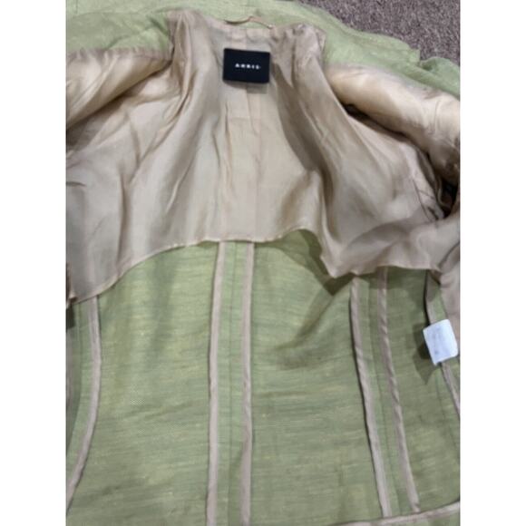 Akris Punto Green Linen Silk Blend Asymmetrical Button Blazer Jacket Size US 4 - Picture 6 of 12